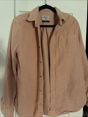 Portuguese flannel   Corduroy Button-Down Shirt Jacket - Dusty Pink